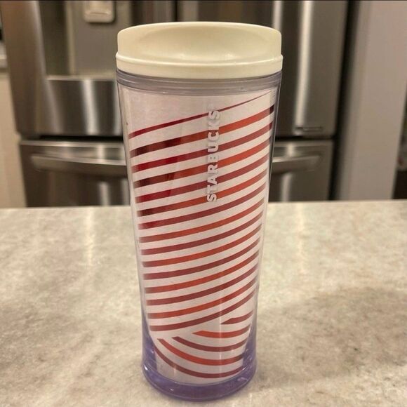 STARBUCKS Candy Cane Stripes Christmas Tumbler 12 Oz 2009 - Picture 1 of 6